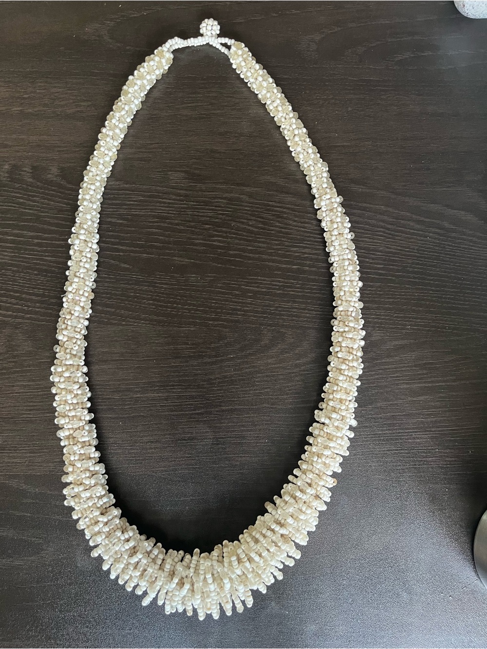 Beaded Statement Necklace in Cream Like New